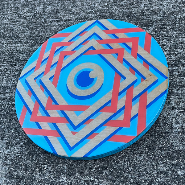 Squares Circle - Blue & Orange